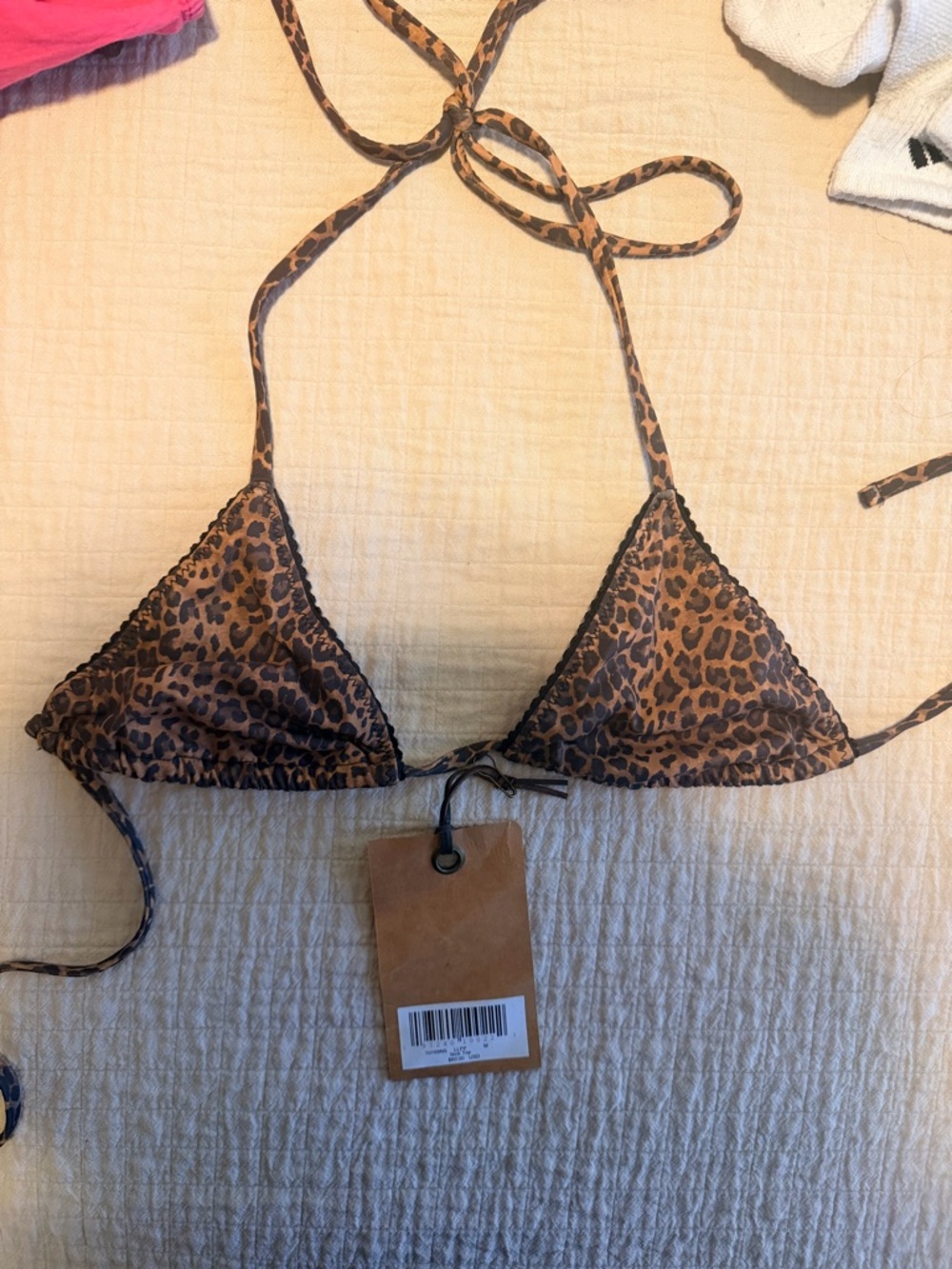 Frankie's Bikinis Leopard Print Triangle Bikini Top - Brown and Black